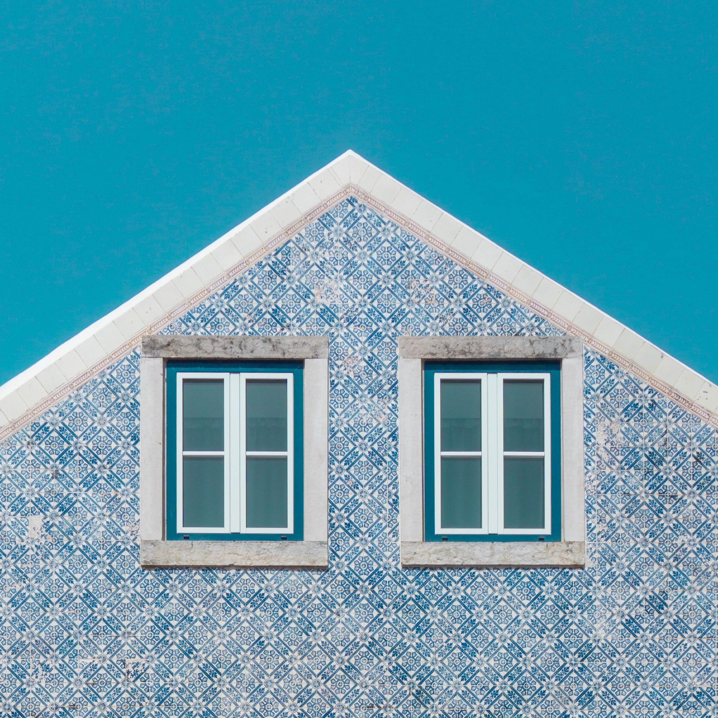 Traditional blue Portuguese house adorned with beautiful tiles.